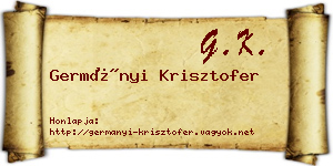 Germányi Krisztofer névjegykártya